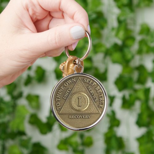 1 Year Sober Anniversary Medallion Gift Keychain