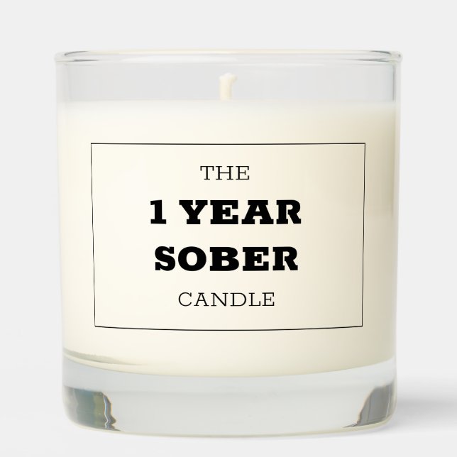 1 year sober Custom Sobriety Gift Scented Candle (Front)
