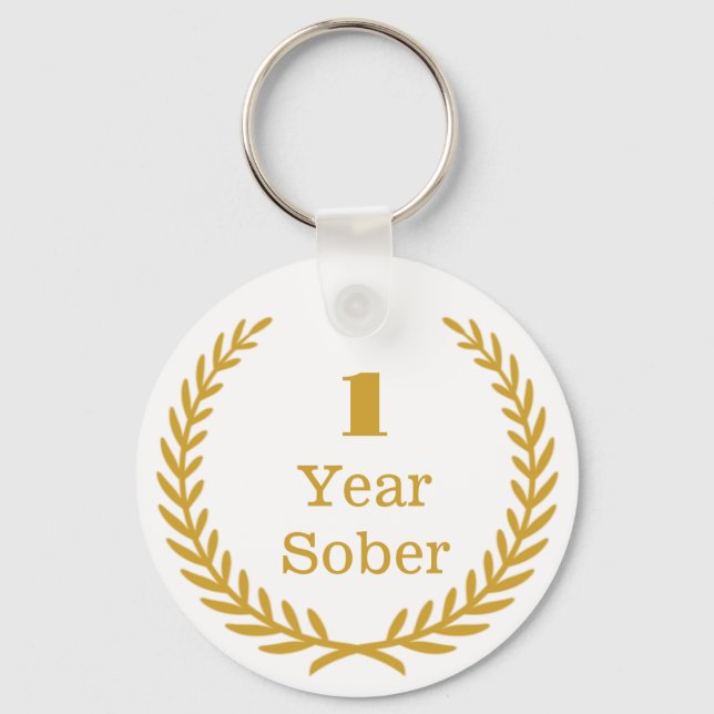 1 Year Sober Keepsake, Custom Date Soberversary  Keychain (Front)