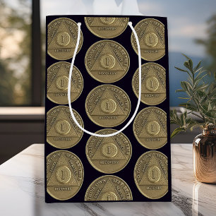 1 Year Sober Recovery Anniversary Coin Medium Gift Bag