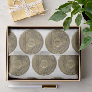 1 Year Sober Recovery Anniversary Coin white Tissue Paper