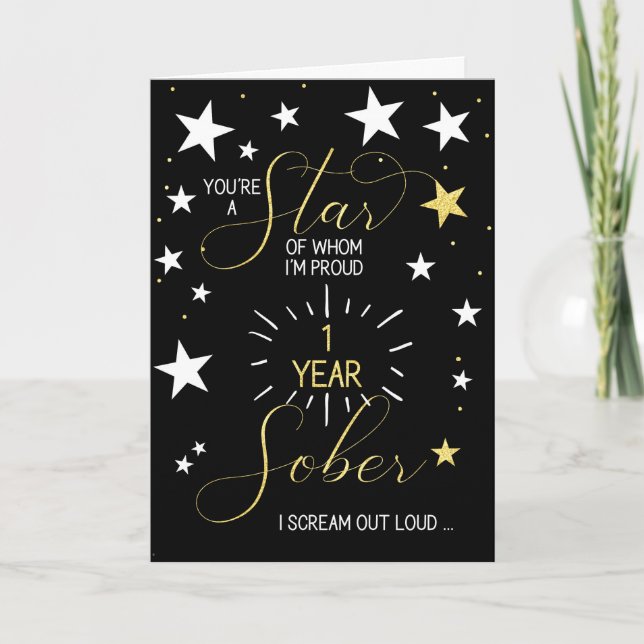 1 year Sobriety Anniversary You're a Star Card (Front)
