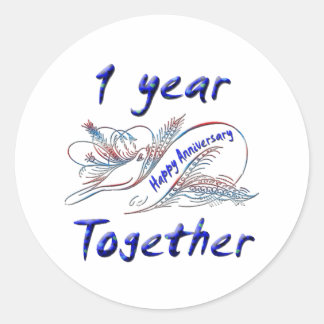 1 Year Together Classic Round Sticker