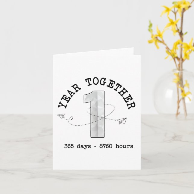 1 Year Together - First Anniversary Celebration Card (Yellow Flower)