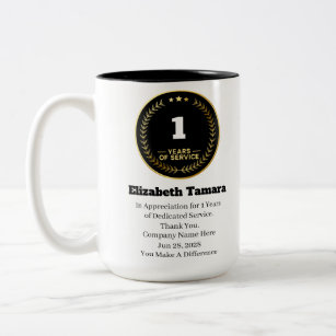 1 Year Work Anniversary   Employee Appreciation Two-Tone Coffee Mug
