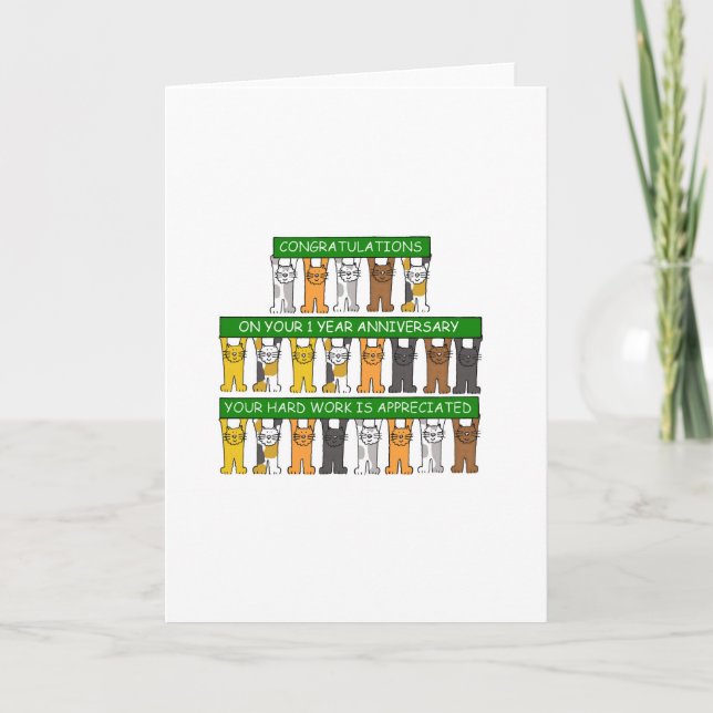 1 Year Work Anniversary for Employee Card (Front)