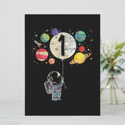 1 Years Old Birthday Boy Astronaut 1st Birthday Card | Zazzle