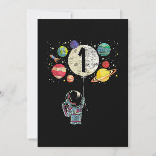 1 Years Old Birthday Boy Astronaut 1st Birthday Invitation