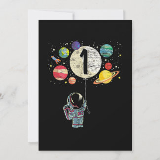 1 Years Old Birthday Boy Astronaut 1st Birthday Invitation