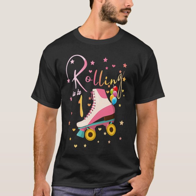 1 Years Old Birthday Girls Roller Skates 1st 80's  T-Shirt (Front)