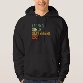 1 Years Old Legend Since September 2021 1st Birth Hoodie