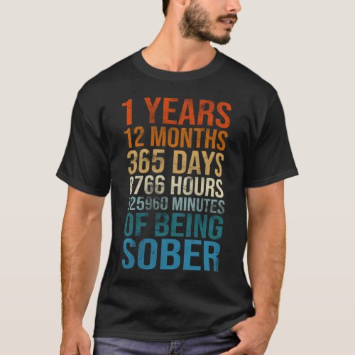 1 Years Sober Anniversary Celebration Sobriety  T_Shirt