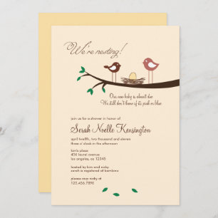 1 Yellow Egg Nesting Birds Baby Shower Invitation