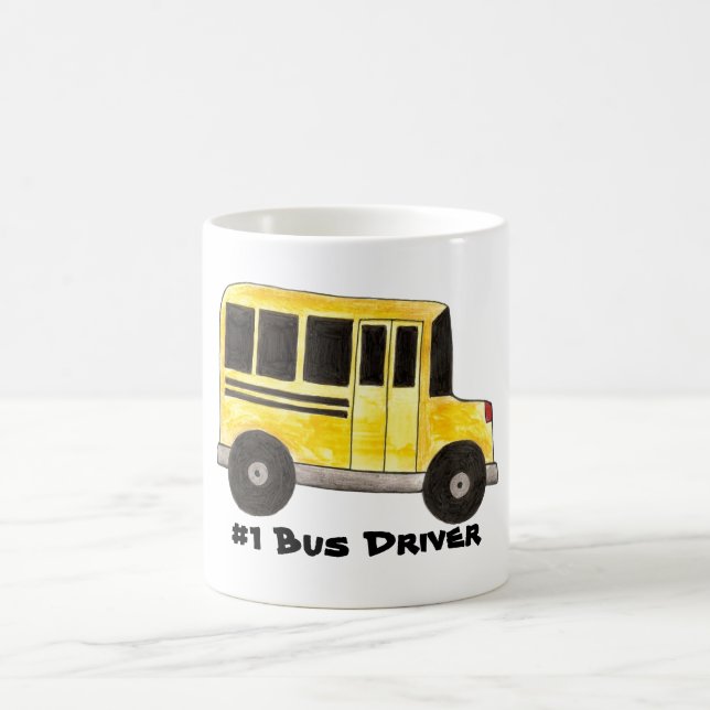 #1 Yellow School Bus Driver Teacher Education Coffee Mug (Center)