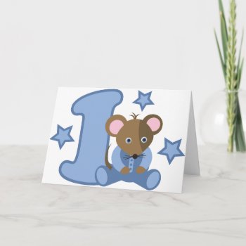 1 Yr Old Baby Mouse Birthday Gift Card by MainstreetShirt at Zazzle