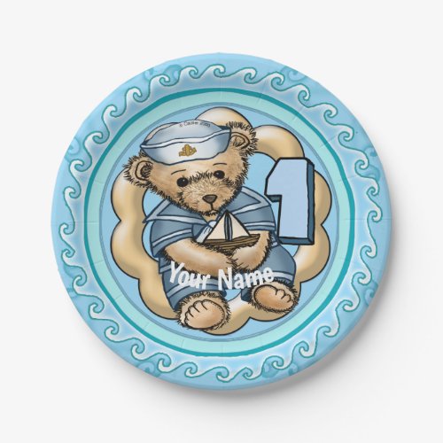 1 Yr Old Birthday Sailor Bear custom name plate