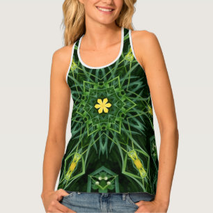 1A Unique Colorful Green Yellow Mandala Tank Top
