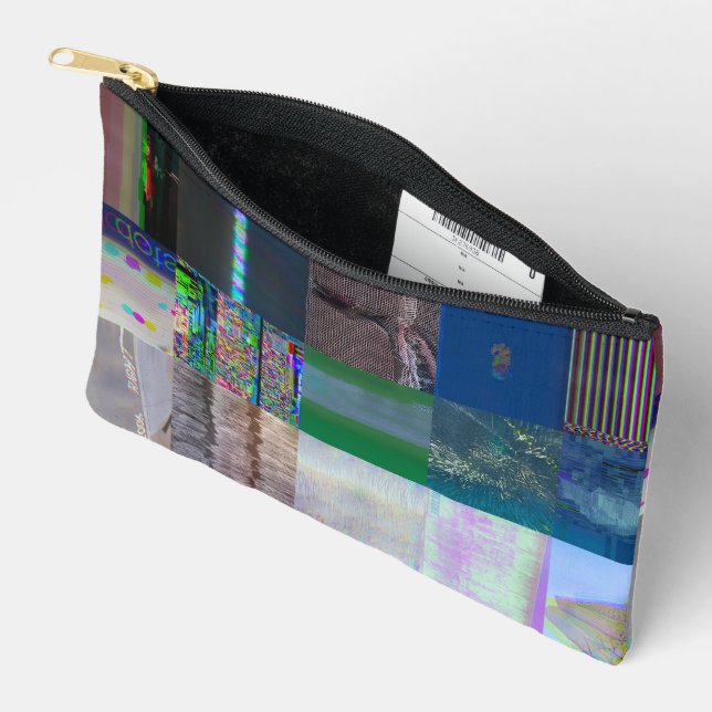 1C9984DA Glitch Art Digital Distortion Vaporwave Accessory Pouch (Open)