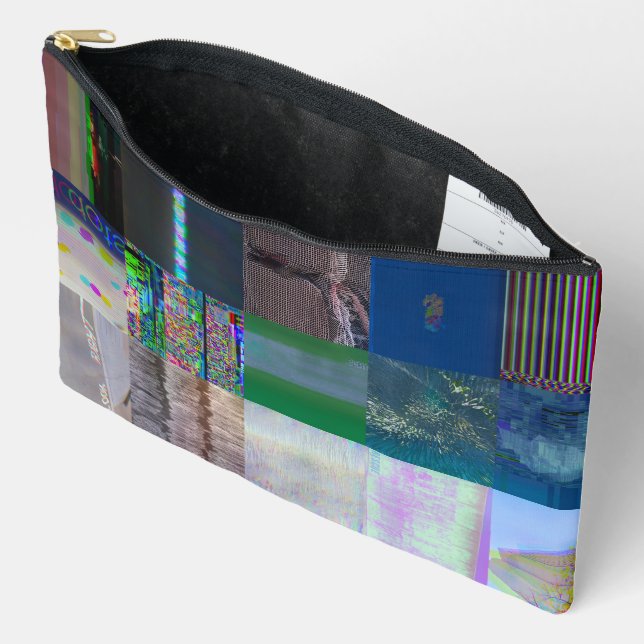 1C9984DA Glitch Art Digital Distortion Vaporwave Accessory Pouch (Open)