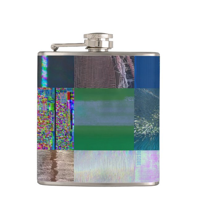 1C9984DA Glitch Art Digital Distortion Vaporwave Flask (Front)