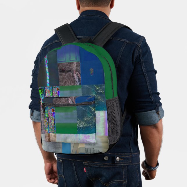 1C9984DA Glitch Art Digital Distortion Vaporwave Printed Backpack (Insitu (Model))