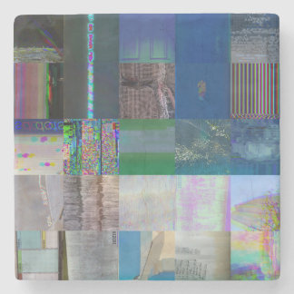 1C9984DA Glitch Art Digital Distortion Vaporwave Stone Coaster