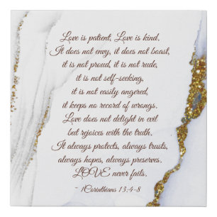 1Corinthians 13:4-8 Love is Patient Bible Verse Faux Canvas Print