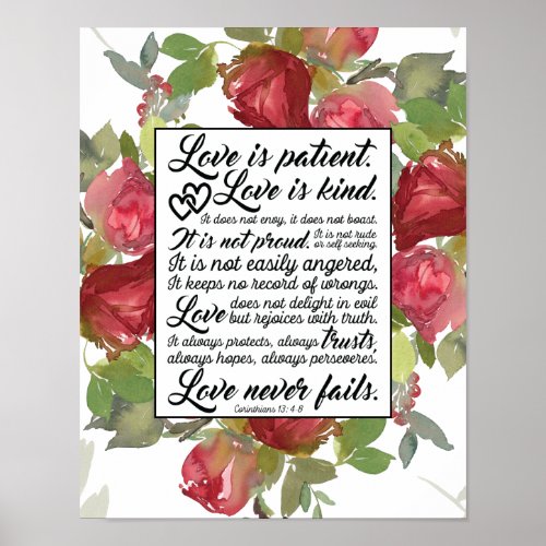 1Corinthians 134_8 Love is Patient Love is Kind Poster