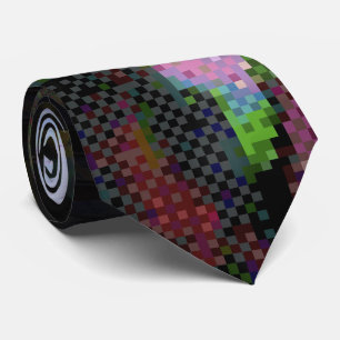 1FB1F9F4 Cyberpunk Glitch Art Mosaic Abstract Neck Tie