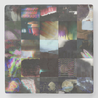 1FB1F9F4 Cyberpunk Glitch Art Mosaic Abstract Stone Coaster