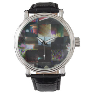 1FB1F9F4 Cyberpunk Glitch Art Mosaic Abstract Watch