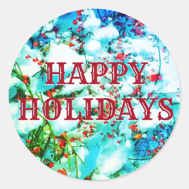 1HAPPY HOLIDAYS BERRIES STICKER (Front)