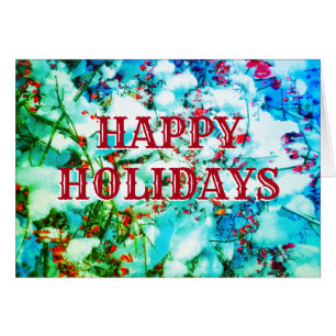 1HAPPY HOLIDAYS RED BERRIES horizontal Cards