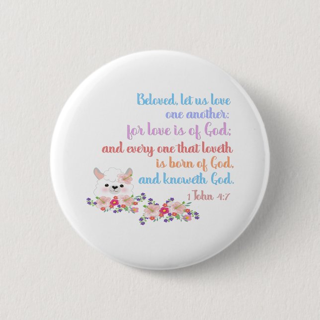 1John4:7 Bible Verse Button (Front)