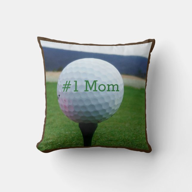 #1Mom Golfer Name white golf ball Throw Pillow (Front)