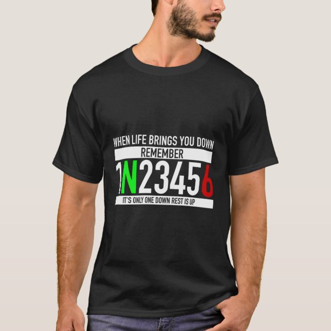 1N23456 Motorcycle Gear Shift Motorcyclist T-Shirt (Front)