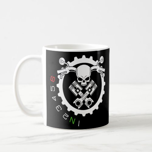 1n23456  Motorcycle Skull Gear Shift  Coffee Mug