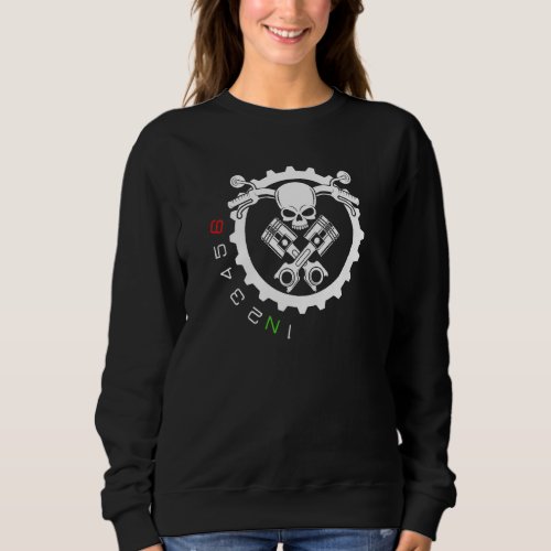 1n23456  Motorcycle Skull Gear Shift Sweatshirt