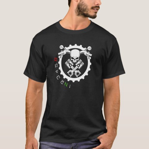 1n23456  Motorcycle Skull Gear Shift T_Shirt