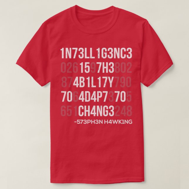 1n73ll1g3nc3 15 7h3 4b1l17y 70 4d4p7 70 ch4ng3  T-Shirt (Design Front)