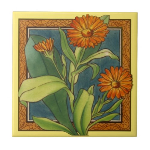 1of set of 8 antique repro circa 1880 Maw floral Ceramic Tile