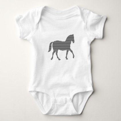 1PHorse - strips - black and white. Baby Bodysuit