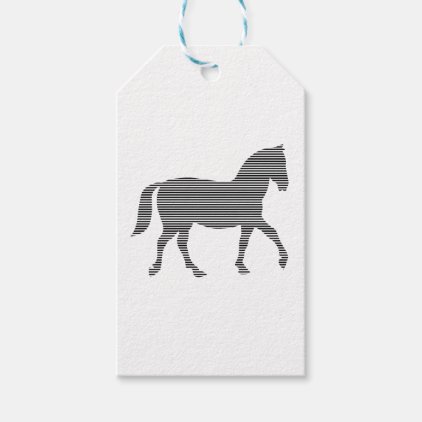 1PHorse - strips - black and white. Gift Tags