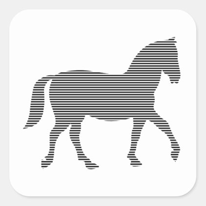 1PHorse - strips - black and white. Square Sticker