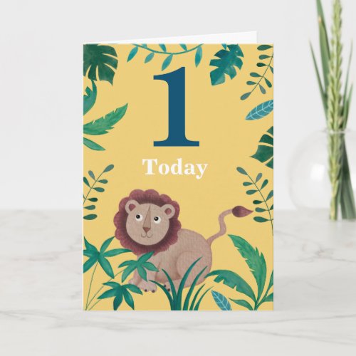 1sr Birthday Little Jungl Lion Card