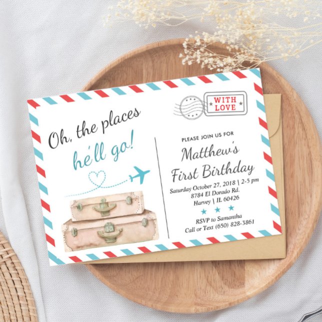 1st 2nd 3rd Travel Airplane Birthday Party Boy Invitation (Creator Uploaded)
