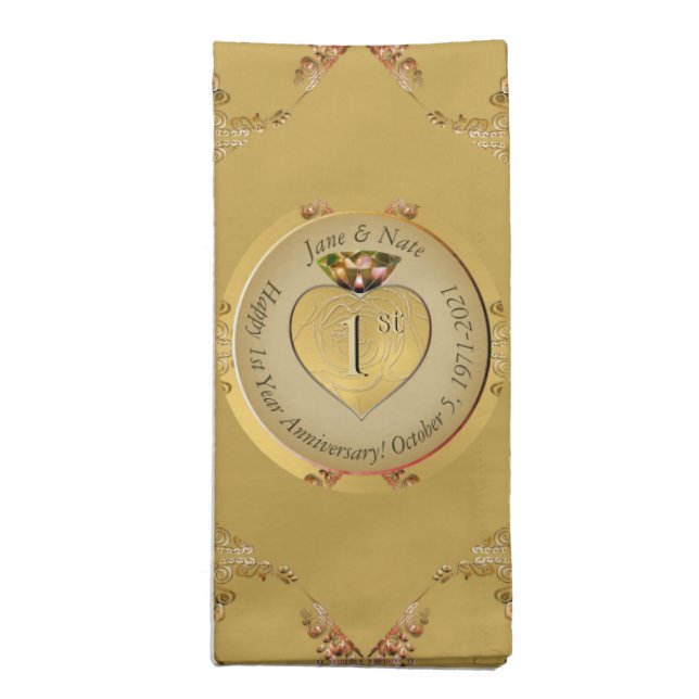 1st/50th Golden Anniversary Cloth Napkin (Folded)