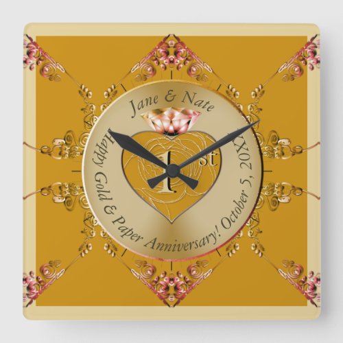 1st50th Golden Ochre Wall Clock