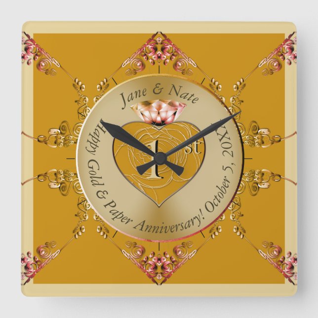 1st/50th Golden Ochre Wall Clock (Front)