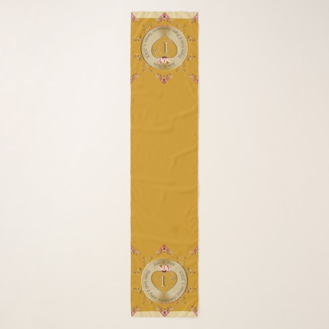 1st/50th Golden Ochre Wedding Anniversary  Scarf (Front)